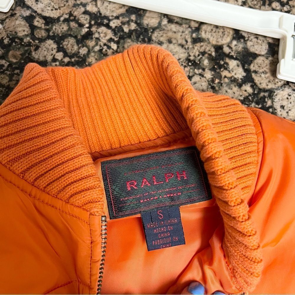Lauren Ralph Lauren Womens Nylon Puff Vest Orange Zip Size S Sleeveless - Picture 5 of 6